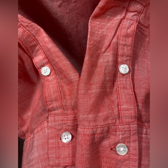 Sonoma Salmon-colored Long Sleeve Half Button Up Shirt, Size L, Collar - Picture 4 of 10